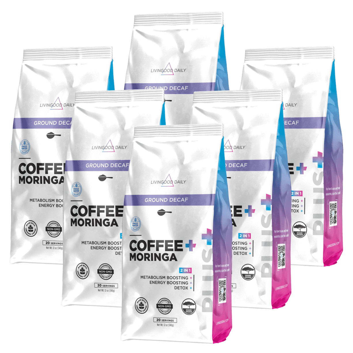 Livingood Daily Coffee + Moringa Ground Swiss Water Decaf