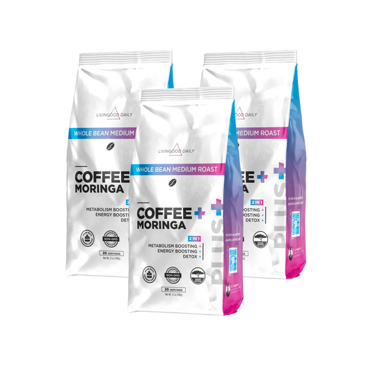 Livingood Daily Coffee + Moringa Whole Bean Medium Roast - (3-Pack)