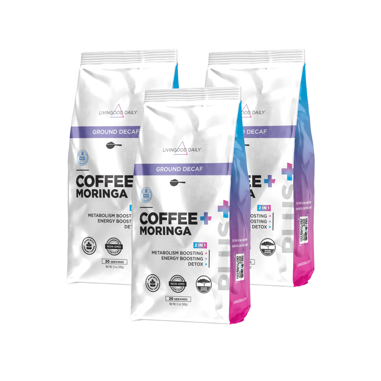 Livingood Daily Coffee + Moringa Ground Swiss Water Decaf