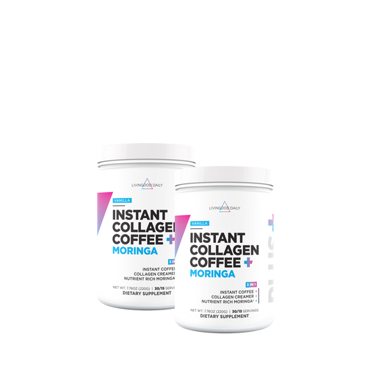 Livingood Daily Instant Collagen Coffee + Moringa (Vanilla) - (2-Pack)