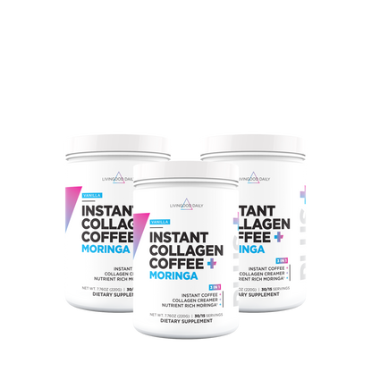 Livingood Daily Instant Collagen Coffee + Moringa (Vanilla) - (3-Pack)