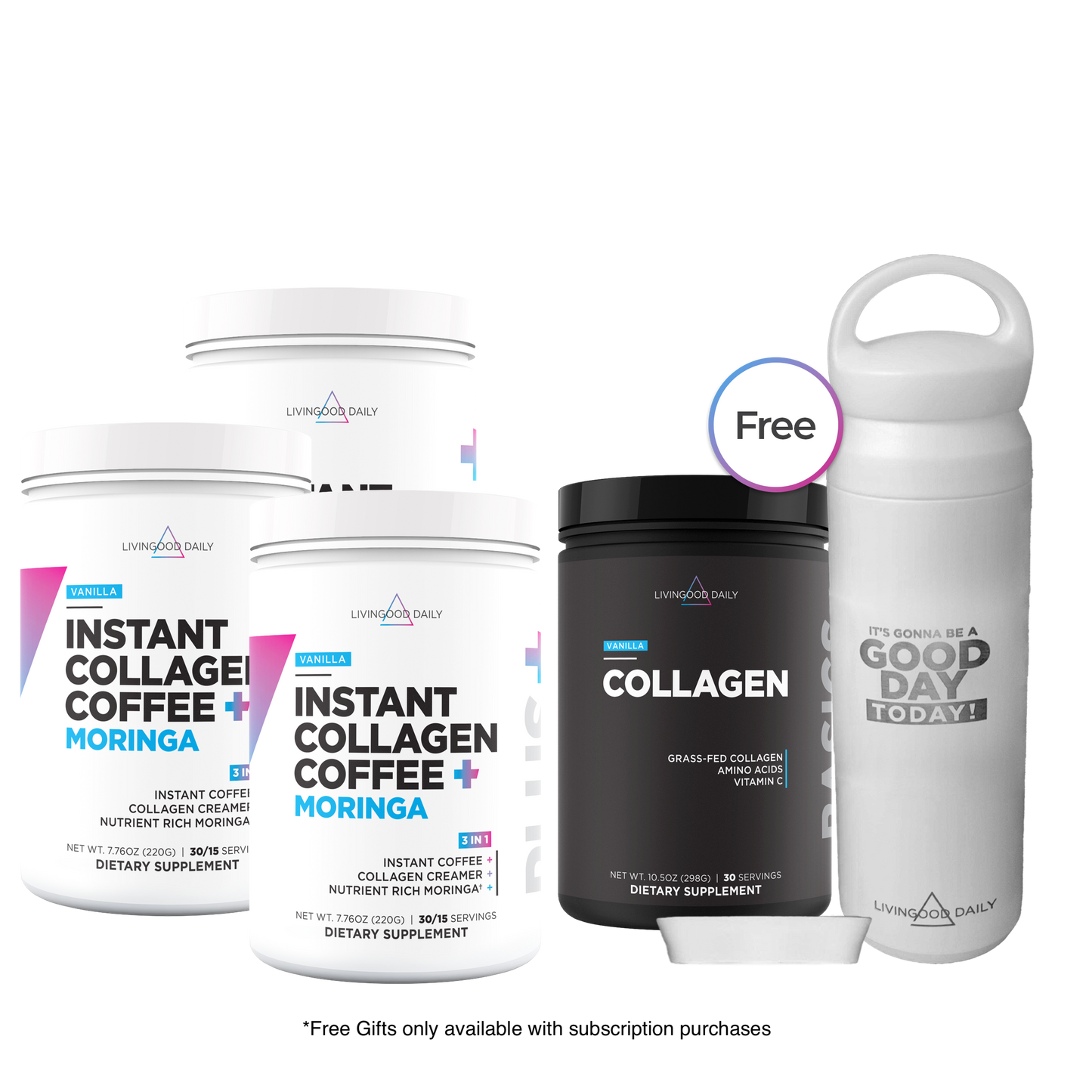 Livingood Daily Instant Vanilla Collagen Coffee + Moringa