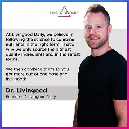 Smiling man representing Livingood Daily with promotional message and logo