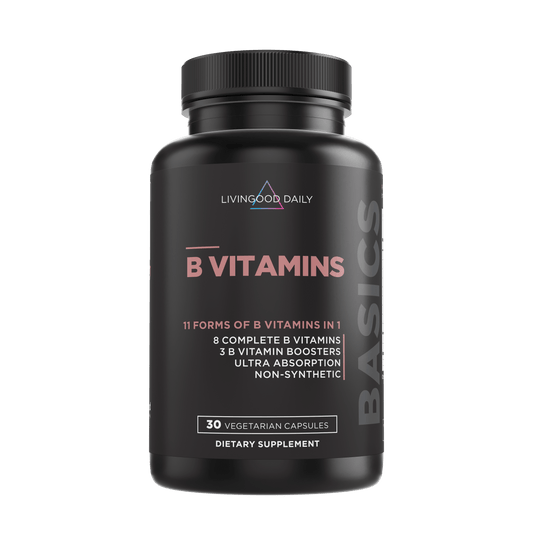 LivingGood Daily B Vitamins Supplement Bottle Vegetarian Capsules Dietary Non-Synthetic