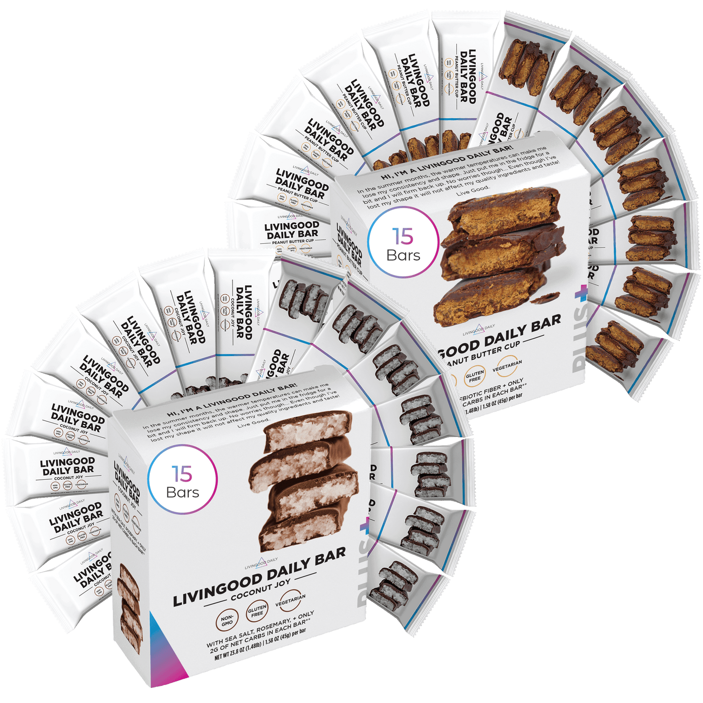 Livingood Daily Coconut Joy and Peanut Butter Cup Bars Bundle