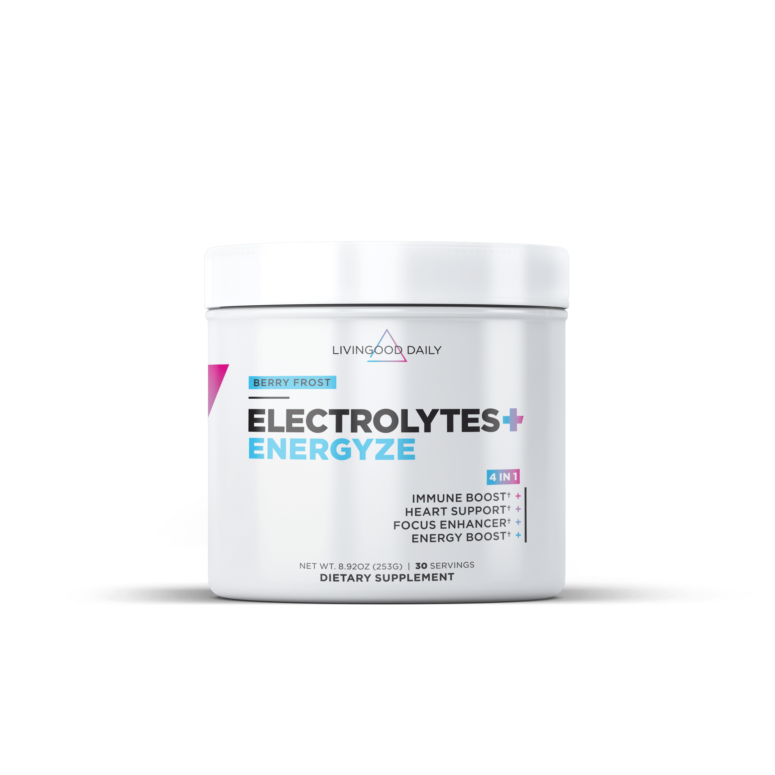Livingood Daily Electrolytes+ Energyze Berry Frost Dietary Supplement Jar