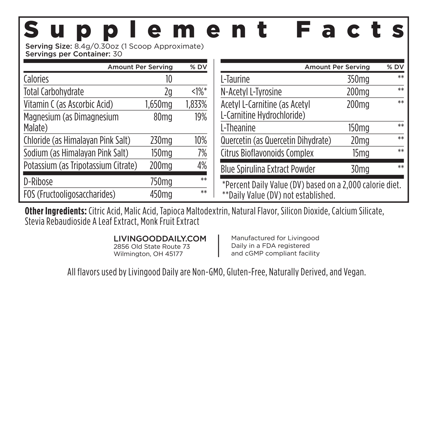 Livingood Daily Electrolytes + Energyze (Berry Frost)