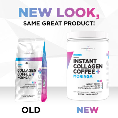 Livingood Daily Instant Vanilla Collagen Coffee + Moringa