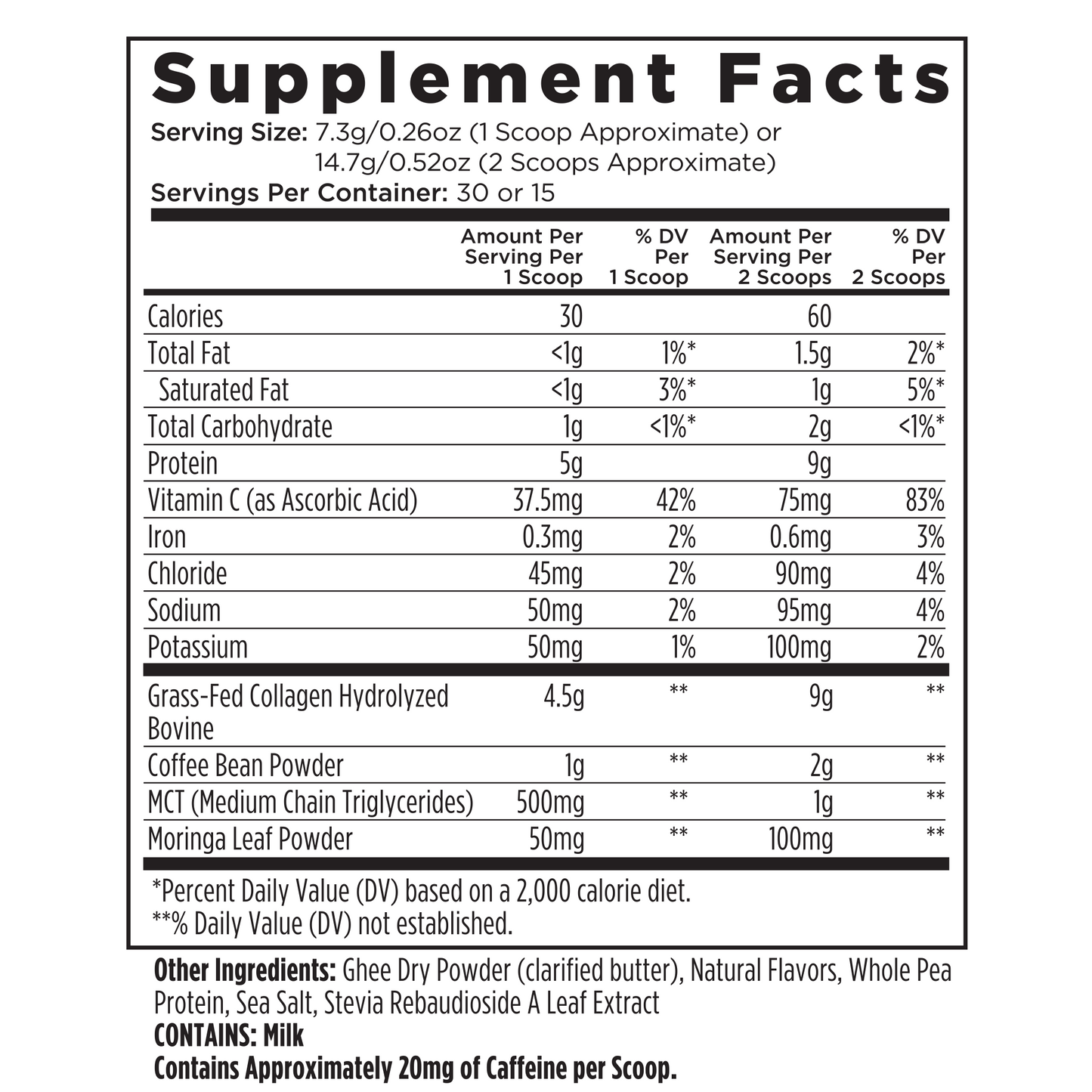 Livingood Daily Instant Vanilla Collagen Coffee + Moringa