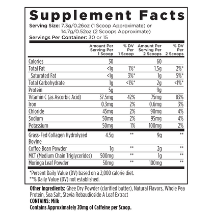 Livingood Daily Instant Vanilla Collagen Coffee + Moringa